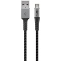 USB-A - USB Micro B kaabel 0.5m 3A hall tekstiil metall pist