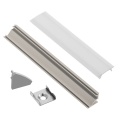 Set 2m corner profile, frosted "glass" for LED strip Silver