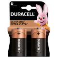 Batteries 2 pcs, D LR20 1.5V Duracell alkaline