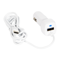 Car charger USB-A + USB-C cable 12-24V OUT 2.1A White