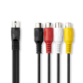 DIN Audio Cable |DIN 5-Pin Male | 4x RCA Female | 0.20 m | Black