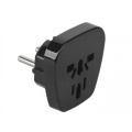 Travel adapter EUR plug->UK, US, AUS socket, black low