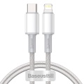 Baseus High Density Braided Cable Type-C to Lightning, PD, 20W, 1m (valge)