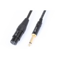 XLR3 socket-6.3mm mono plug gilded cable 15cm adapter PD Black