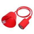 Lamp connector E27 red,  textile wire 1.5m
