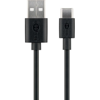 USB A-2.0 pistik - USB-C pistik kaabel 10cm Must