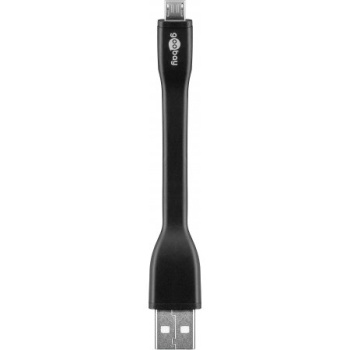 USB A - USB Micro B lame kummikaabel 10cm, must