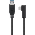 USB-A 3.0 plug - USB-C corner plug cable 1m Black