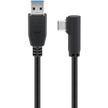 USB-A 3.0 pistik - USB-C nurk pistik kaabel 0.5m Must