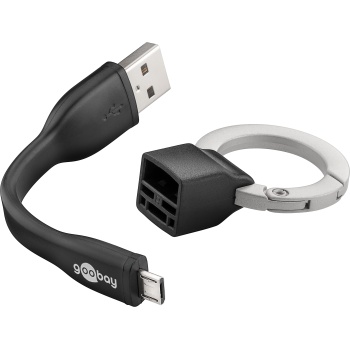 USB-A pistik - USB micro B pistik 85mm karabiiniga võtmehoid