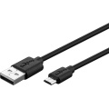 USB A- USB micro B juhe 1m, must, kuni 2.5A laadimisvoolule