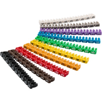 Kaablimarkerid 10x 0-9 värvilised 100tk 1.5-2.5mm juhtmele