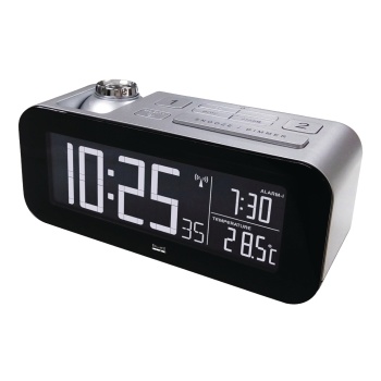 Radio-Controlled Alarm Clock LCD Silver / Black