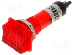 Indicator lamp 230V 13x15mm, d=10mm Red
