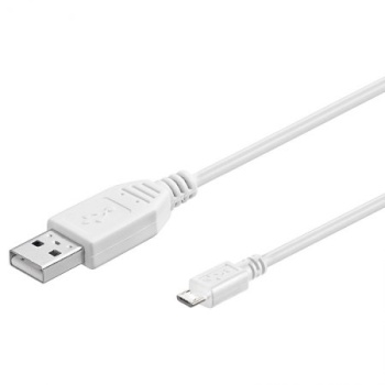 USB-A pistik - USB Micro B pistik 2.0 kaabel vaskkaabel 1m Valge