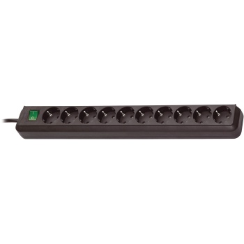 Extension Socket Eco-Line 10-Way 3.00 m Black - Protective Contact TYPE F