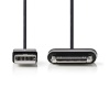 USB-A 2.0 kaabel Samsung Tab 30pin 1m, Must