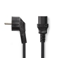 230VAC C13 power cable 3G1.00mm2 Schuko corner 5m Black