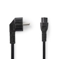 230VAC C5 power cable 3G0.75 Schuko corner 2m Black