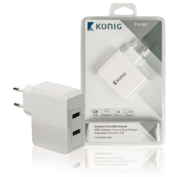 Wall Charger 2-outputs 3.4 A 3.4 A Usb White, König