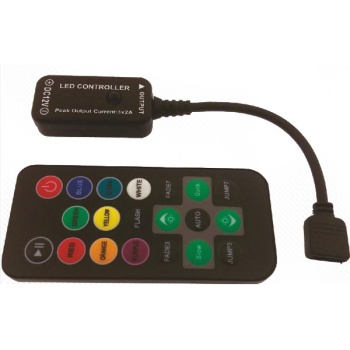 LED kontroller 20 nupuga IR pult RGB mini 12V 3*2A