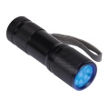 9-LED UV taskulamp must alumiinium korpus