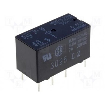 Relay 24VDC DPDT 2A 21mA Omron