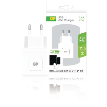 Wall Charger 2-outputs 3.4 A 3.4 A Usb White, GP