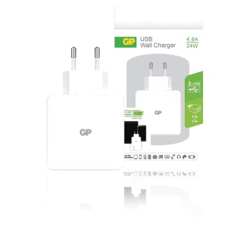 Wall Charger 2-outputs 4.8 A 4.8 A Usb White, GP
