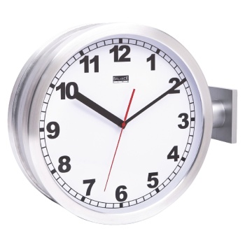 Double-sided Station Clock 38 Cm Analogue Silver / White