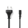 230VAC power cable C7 straight plug 3m Black