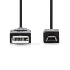 USB-A pistik - Mini usb B pistik kaabel 2m, vaskkaabel Must