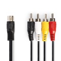 5-DIN plug-4*RCA plug 1m audio cable Black