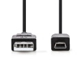 USB-A plug - Mini usb B plug cable 3m, Black