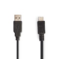 USB A plug- USB micro B plug coiled wire 2m Black