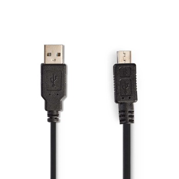 USB A plug- USB micro B plug coiled wire 2m Black