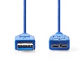 USB-A 3.0 kaabel - micro B 1m Sinine