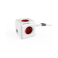 Extension cord Powercube 4xSchuko 2xUSB 1.5m Red/white