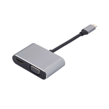 USB-C 3.1 pistik - HDMI, VGA pesa üleminek hall