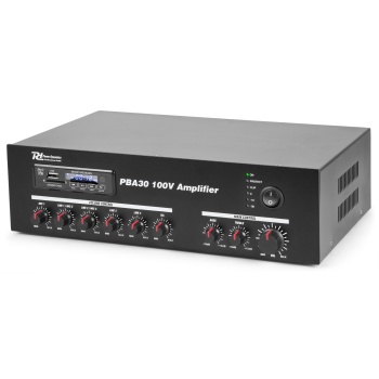 PA 100V võimendi 2x mikrofoni sisend PBA30 30W USB/MP3/BT