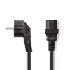 230VAC C13 power cable 3G0.75 Schuko corner 2m Black