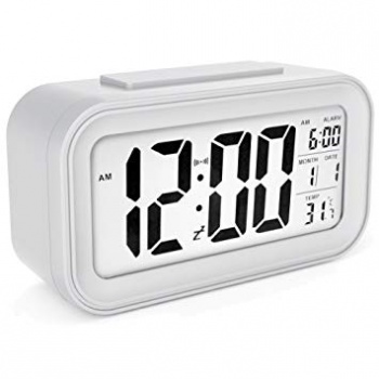Table clock, calendar and temperature, White 3xAAA