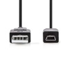 USB-A pistik - Mini usb B pistik kaabel 5m, vaskkaabel Must