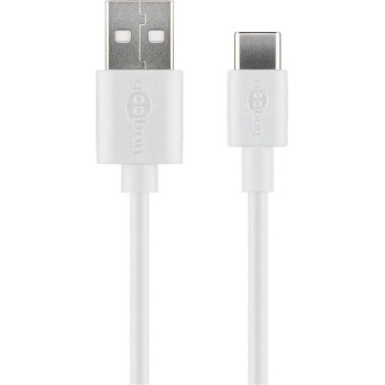 USB A 2.0 plug - USB-C plug cable 2m White