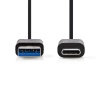 USB-C 3.1 pistik - USB-A pistik kaabel 1m Must