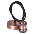 Lamp connector E27 copper vintage, black textile wire 1m