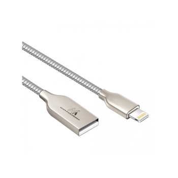 USB A 2.0 pistik - Lightning pistik metall kaabel 1m 2A vool