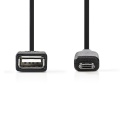 OTG micro B plug - USB-A 2.0 socket 20cm, Black