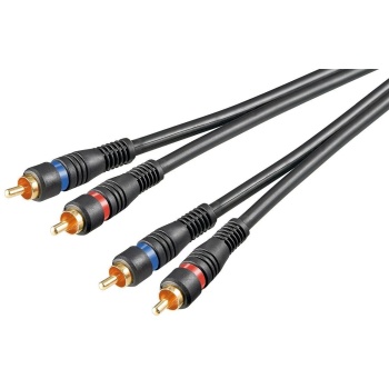 2*RCA plug- 2*RCA plug audio cable 1.5m shielded, Black
