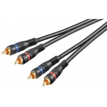 2*RCA plug- 2*RCA plug audio cable 3m shielded, Black